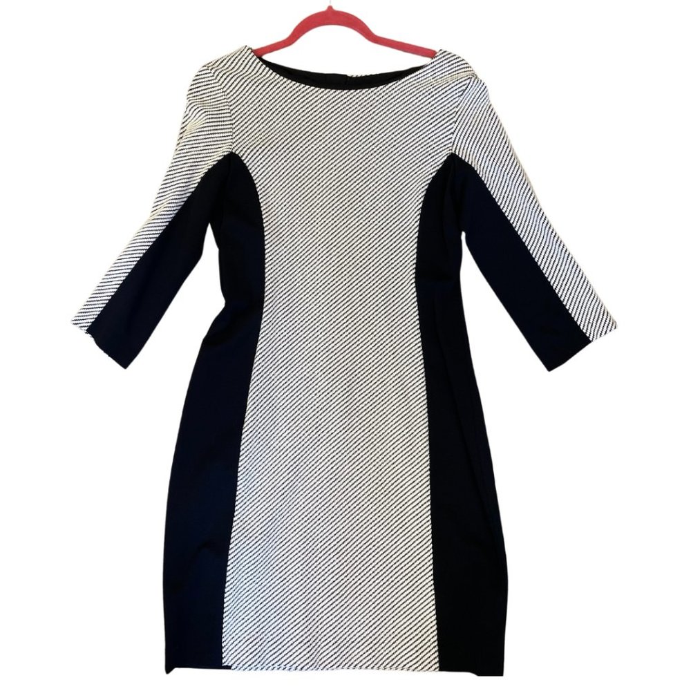 Banana Republic Black and White Knit Dress, Long Sleeves, Back Zipper